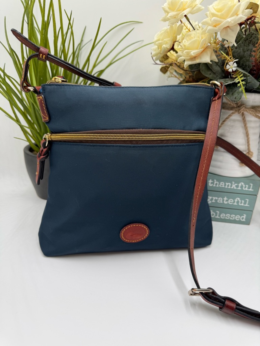 Dooney & Bourke Navy Nylon Wayfarer North South Triple Zip Crossbody Bag